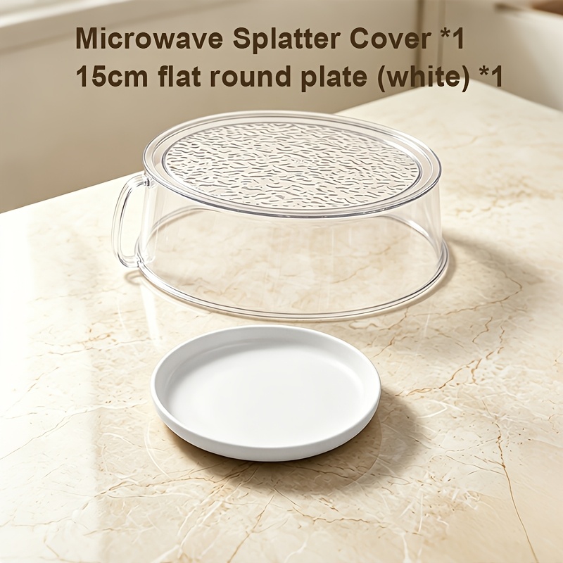 TEMU 2pcs Set: Multifunctional Microwave Food Cover And Appetizer Tray - Transparent, Heat And Cold Resistant, Oil And Dust Proof; Suitable For