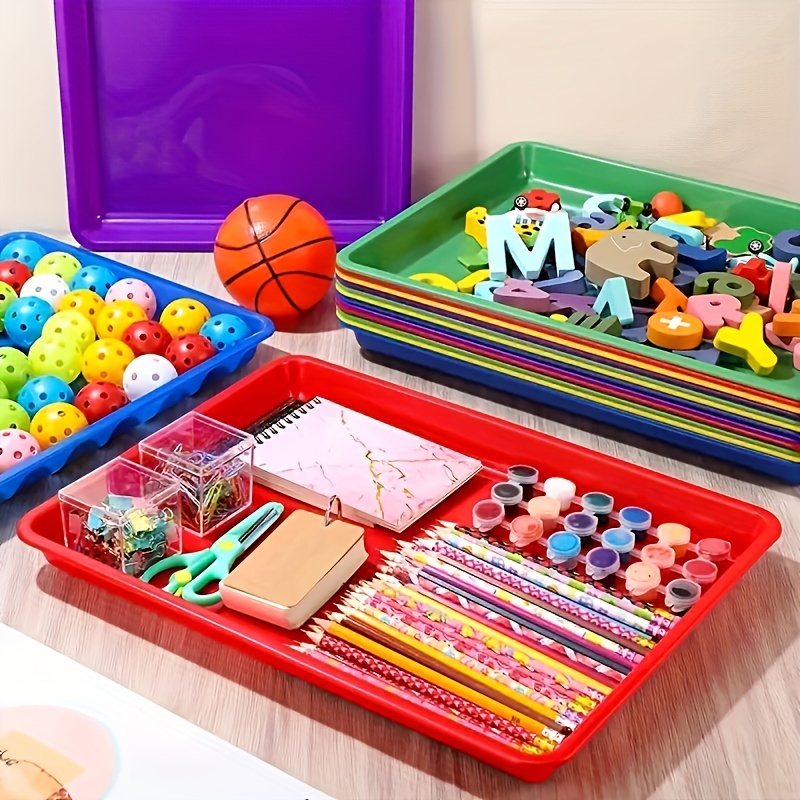 

10pcs Activity Game Plastic Art Tray, Colorful Art And Crafts Storage Tray, Multicolor Service Storage Tray For Diy Projects, Painting, Beading, Home, School