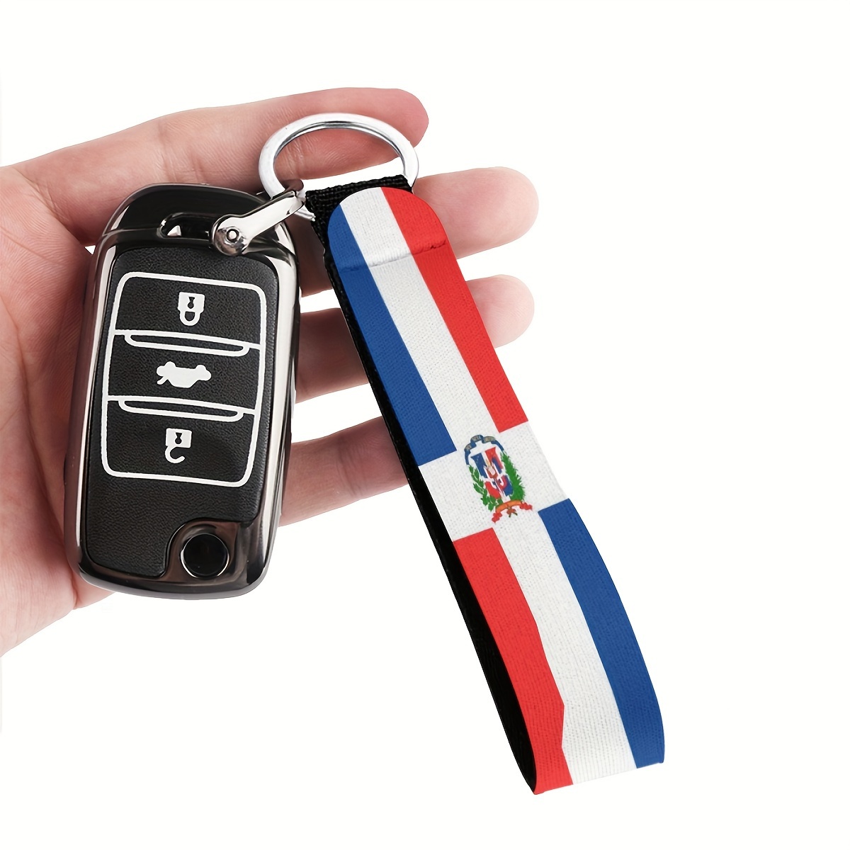 

1pc Dominican Keychain - Non-braided, -cut , Key Fob For Car Enthusiasts, Use & Gifting