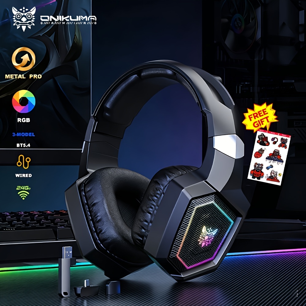 Onikuma Wireless Gaming Headset: 2.4ghz And Wireless - Lightweight - Chroma Rgb - 40mm Drivers - Microphone - 70-hour Battery - For Pc, , Ps5, Switch, Smartphone - Wireless And Black