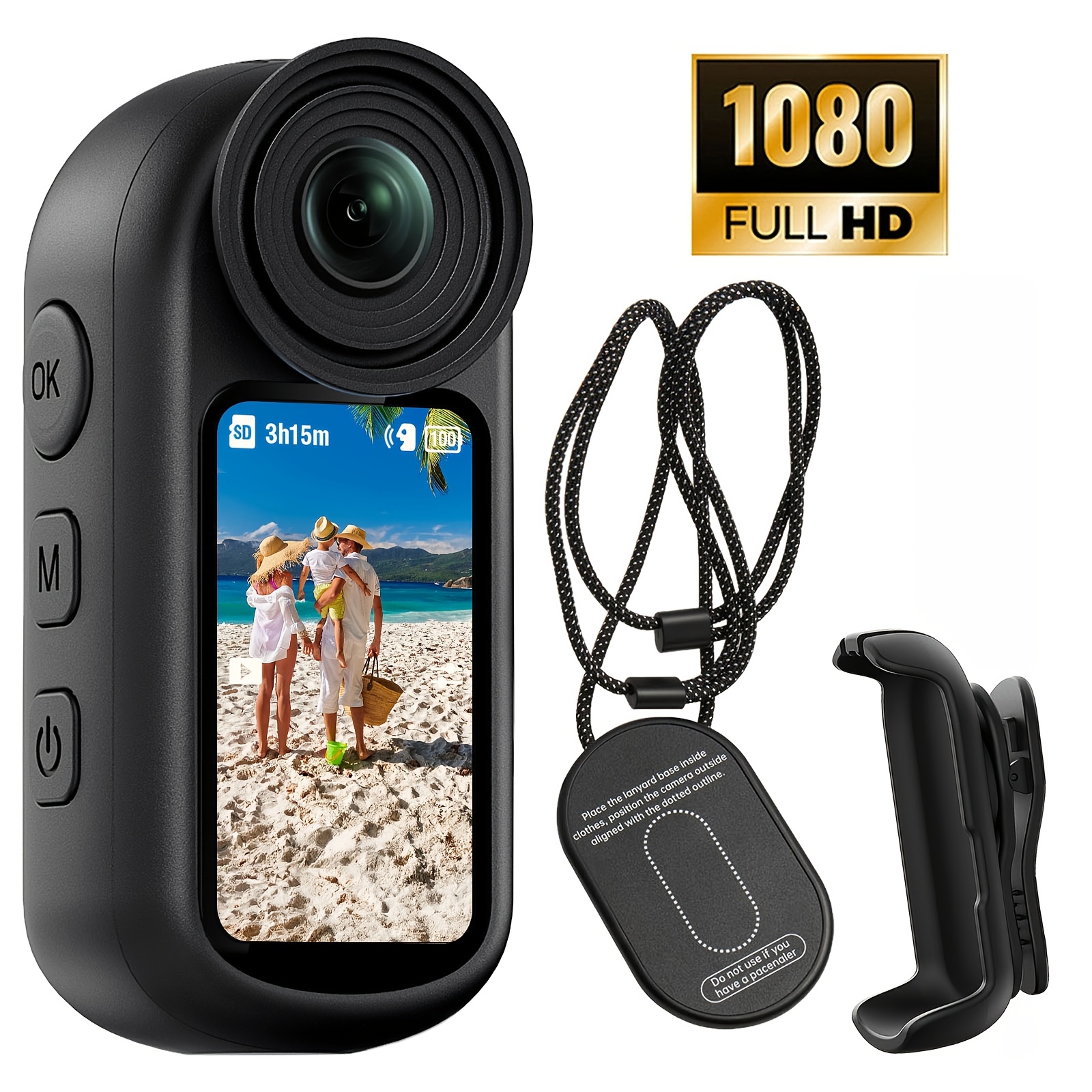 TEMU Mini Caméra , Caméra Portable 1080P FHD, Mini Caméscope de Poche, Chargement USB, Taille de Pouce, Enregistrement , Caméra (Carte SD Non