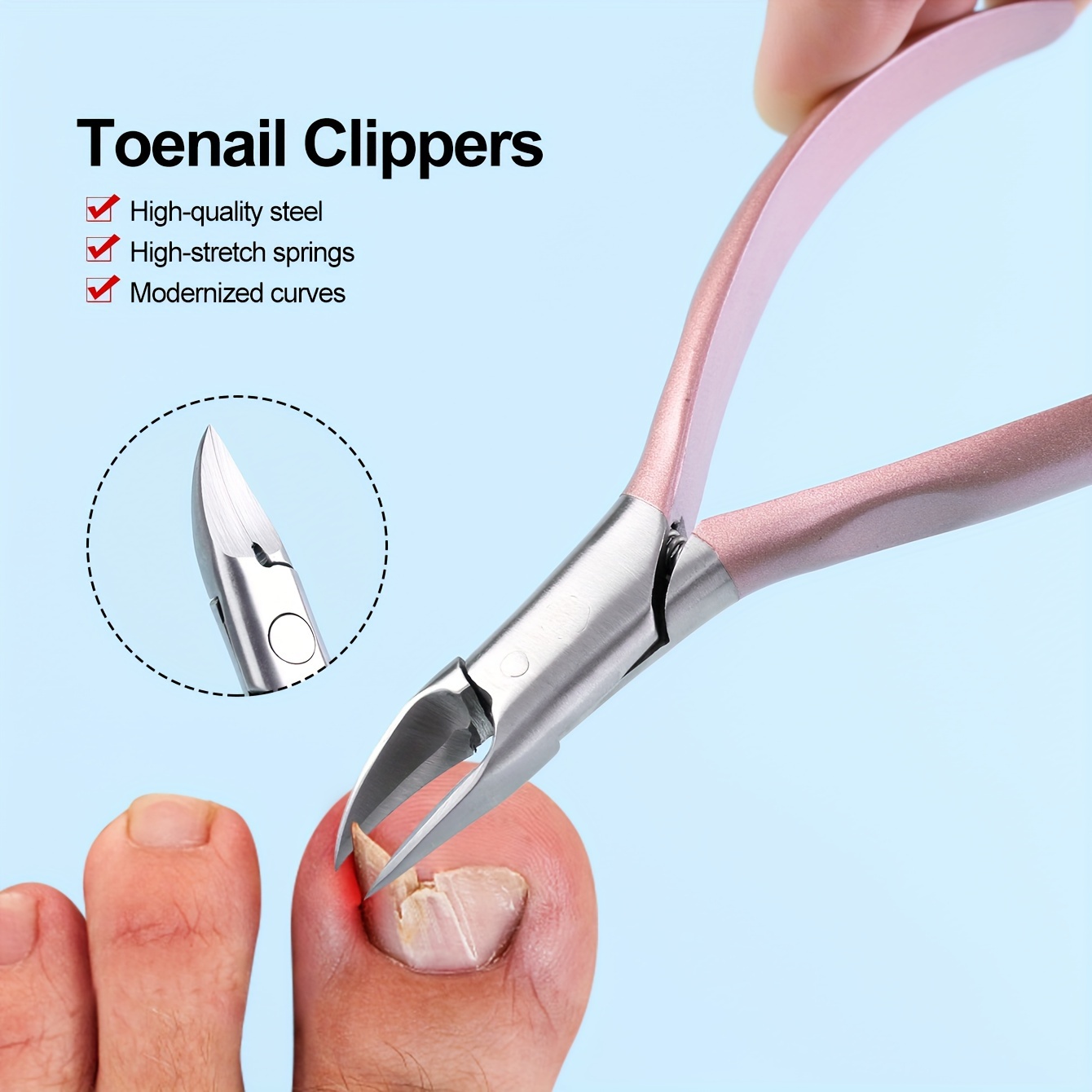 

High-quality Stainless Steel Toenail Clippers For Ingrown & Nails - Ergonomic, Sharp Blade With Safety Rounded Ends - Ideal For Seniors, - Includes Nail File & Cuticle Remover, Nail Clipper Set