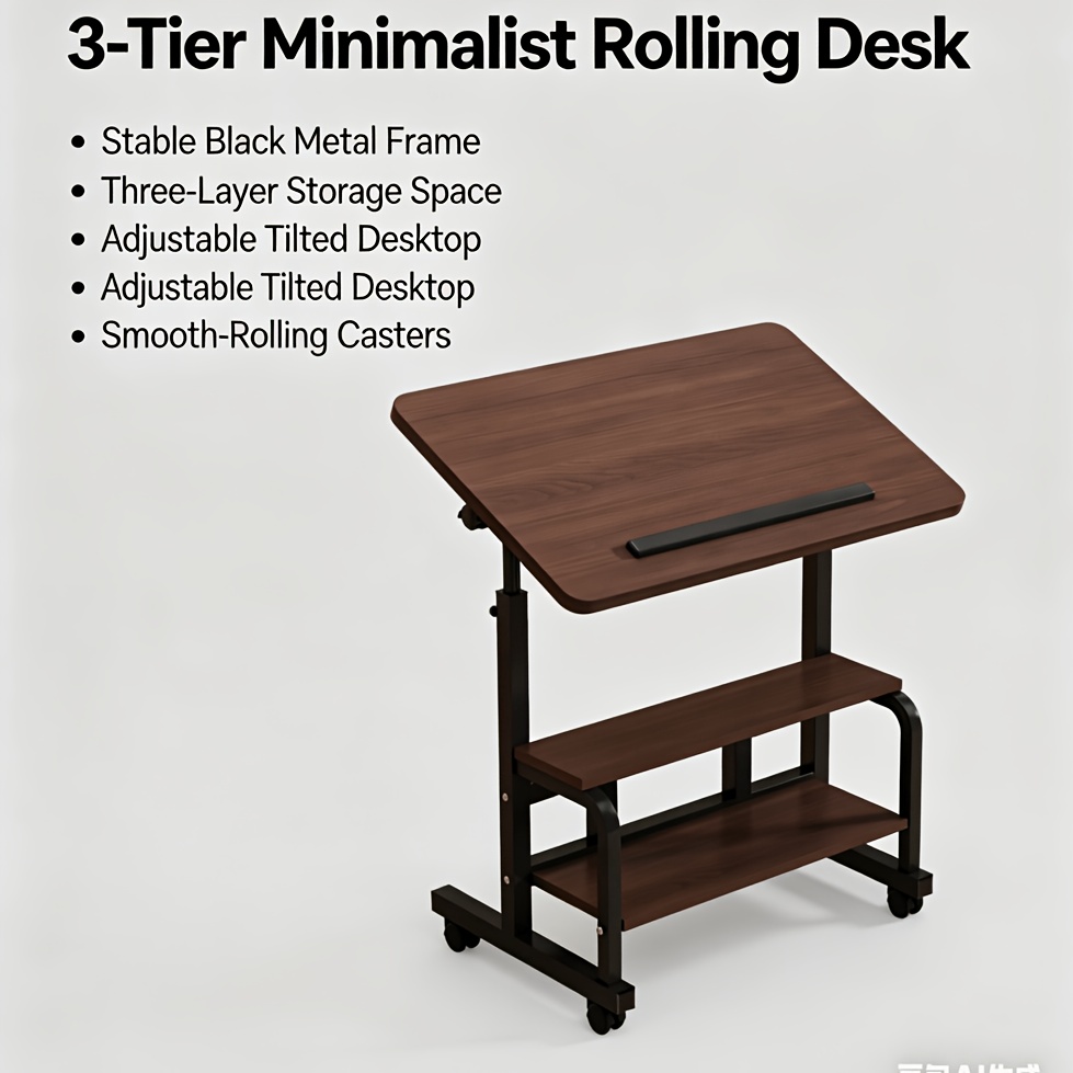 Portable Height Adjustable for artist Desk, Natural Wood Grain Surface with Anti-Slip Edge, Sturdy Metal Frame And Smooth Wheels, 2-Tier Storage for Art Supplies, Perfect for Drawing Painting Creation
