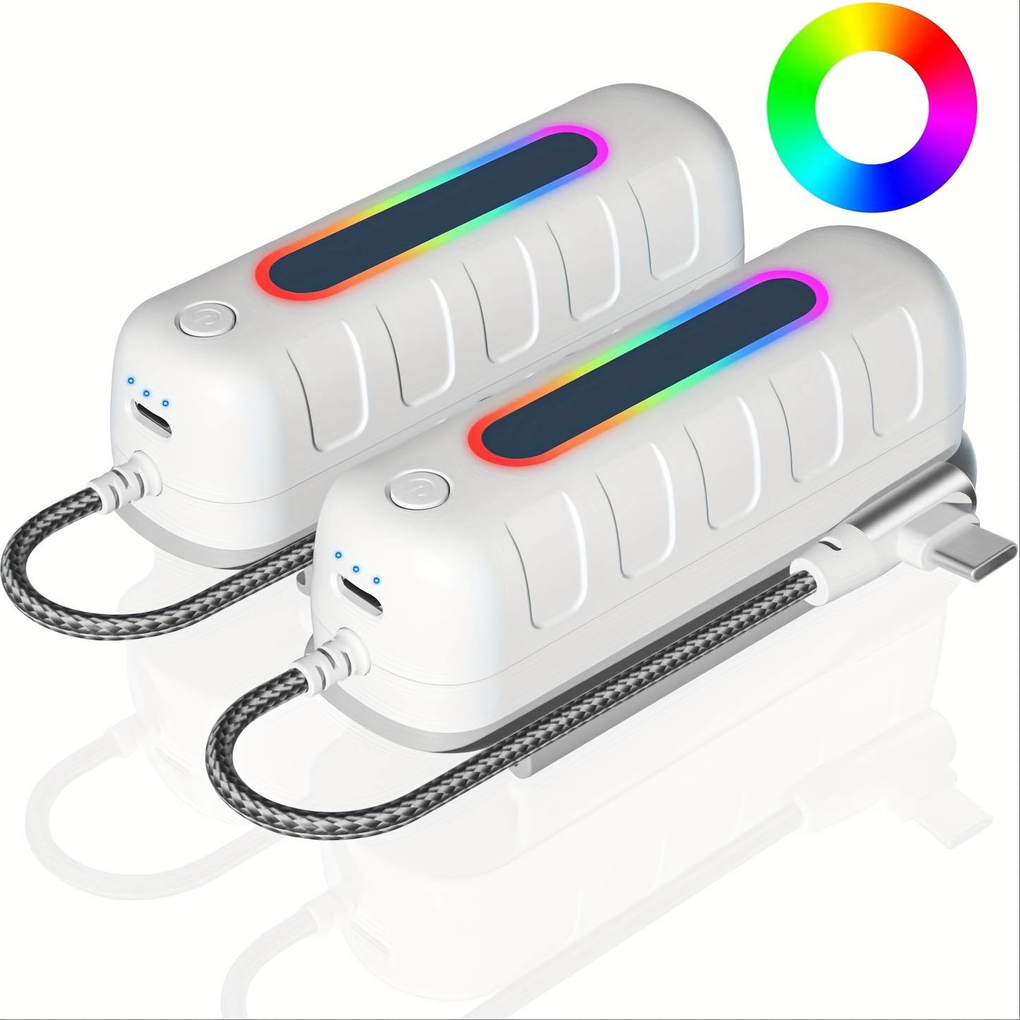 

2 Battery Packs For Oculus Quest 2, 5000mah Extended Power With Multi-colors Rgb Lights Compatible With Original Meta Quest 2 Head Elite Strap Extra 2-4h Playtime 2 Pack (5000mah+ 5000mah)