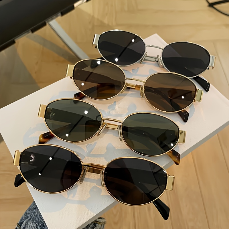 1 pair of retro oval cat eye golden metal frame fashionable glasses suitable for daily wear and party neutral decoration glasses an ideal gift for men and women