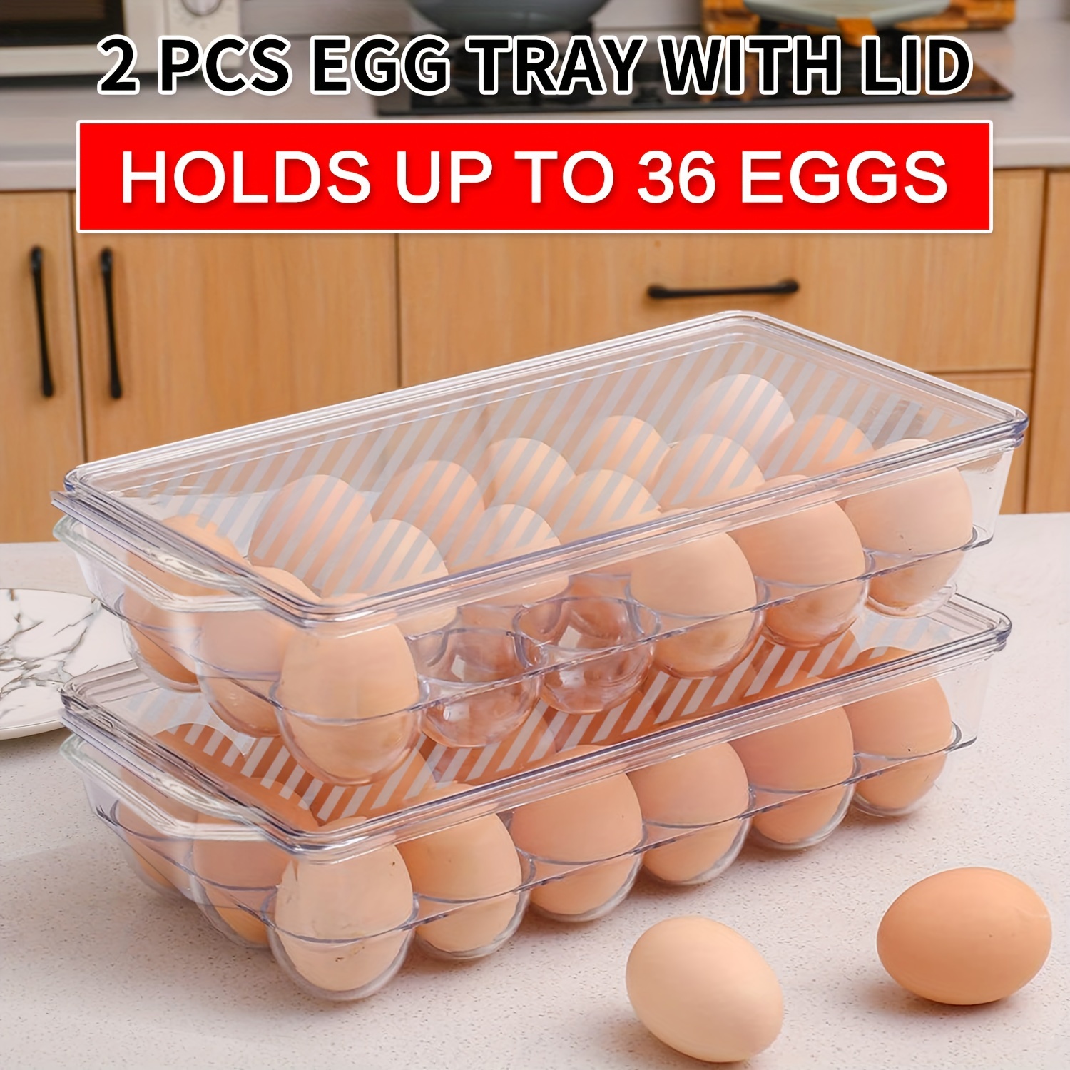 

24- - Airtight Storage Container With Handle, Stackable & Bpa-free, Organizer For Display Space-saving Egg Storage Box For Refrigerator - Plastic, Battery-free, Essential Kitchen Accessory