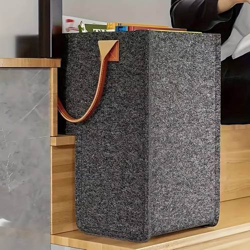large foldable felt stair basket durable versatile storage space with felt handles viewing window and shelf basket for carpet and wooden stairs