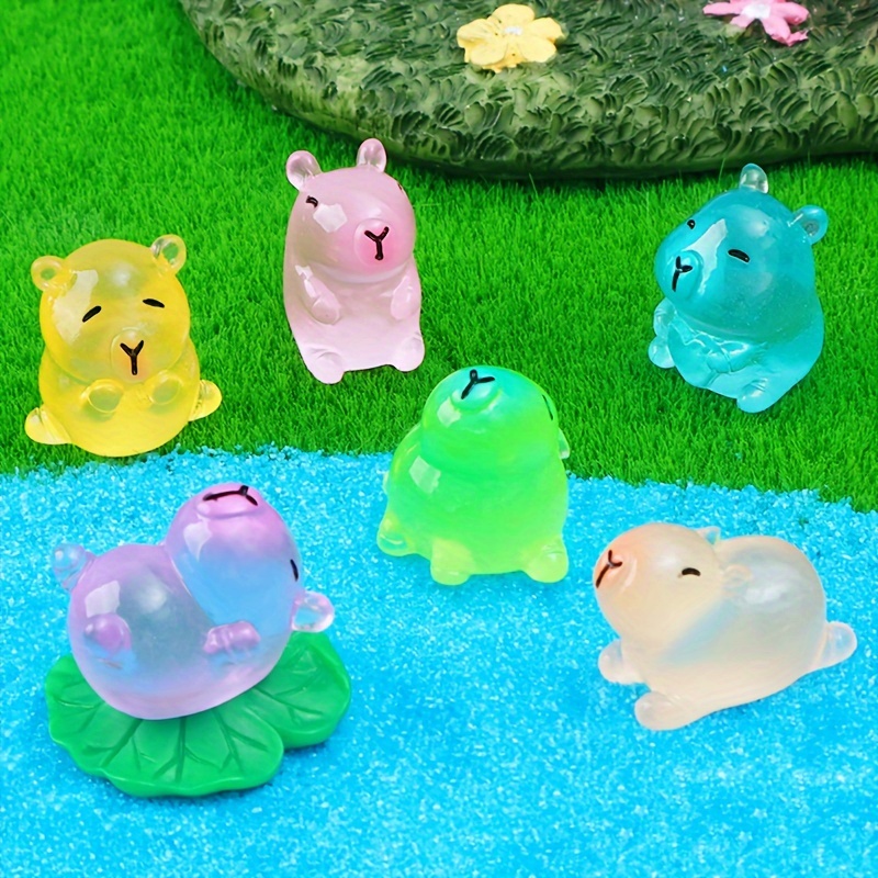 

16pcs Glow-in-the-dark Cute Capybara Figurines - Perfect For Diy, Desk & Car Decor, Phone Charms, And Bag Accessories