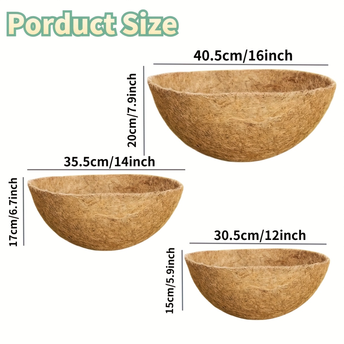large round replacement coconut coir liner 12 14 16 inch   for hanging baskets natural coconut fiber liner for planters coconut coir planter for outdoor garden planting