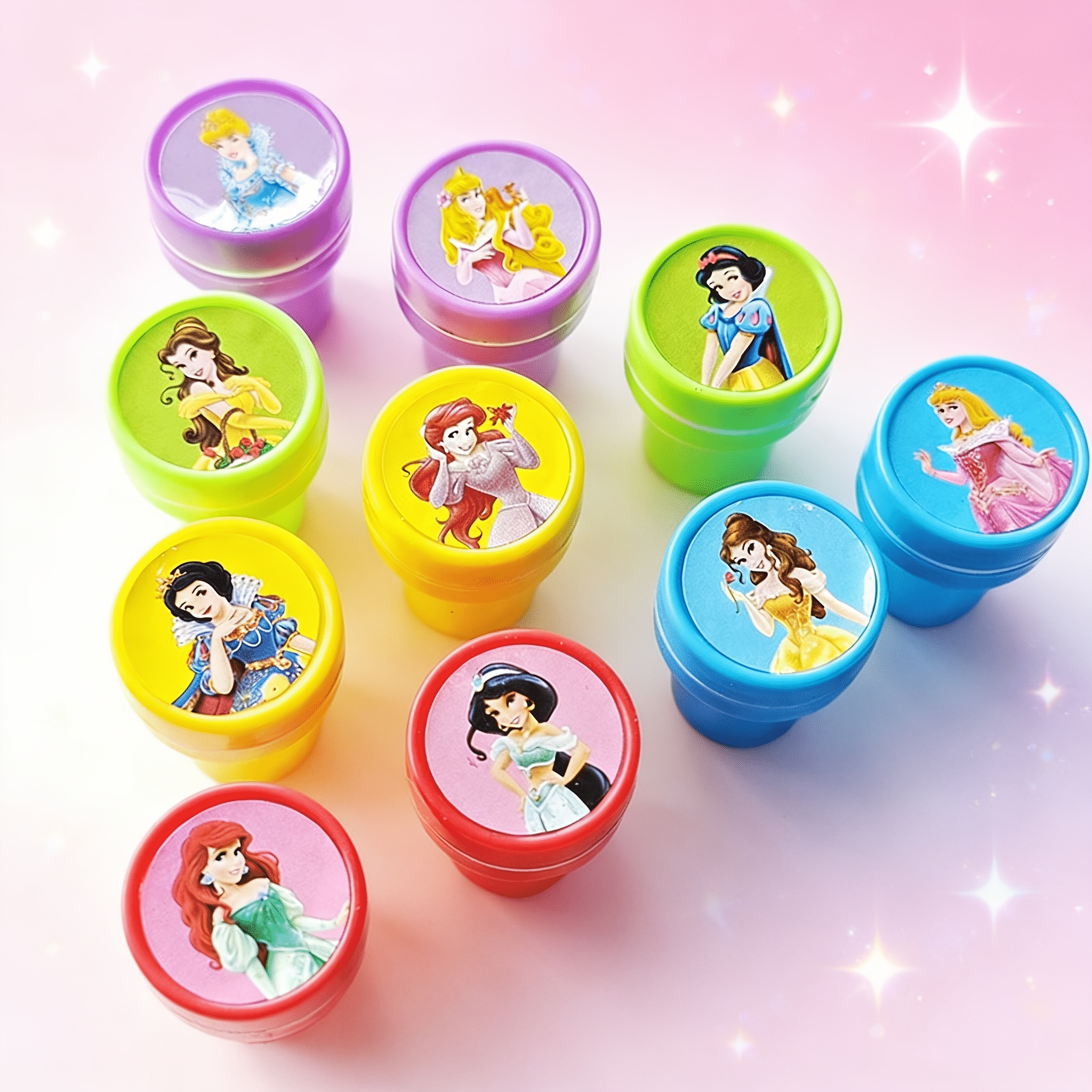 E-shop 10 Stück Prinzessin Stempel, Sortierte Farben Bastelset, Rund, Robustes Plastik Geeignet für Neujahrsgeschenke, für Scrapbooking, Geburtstags-