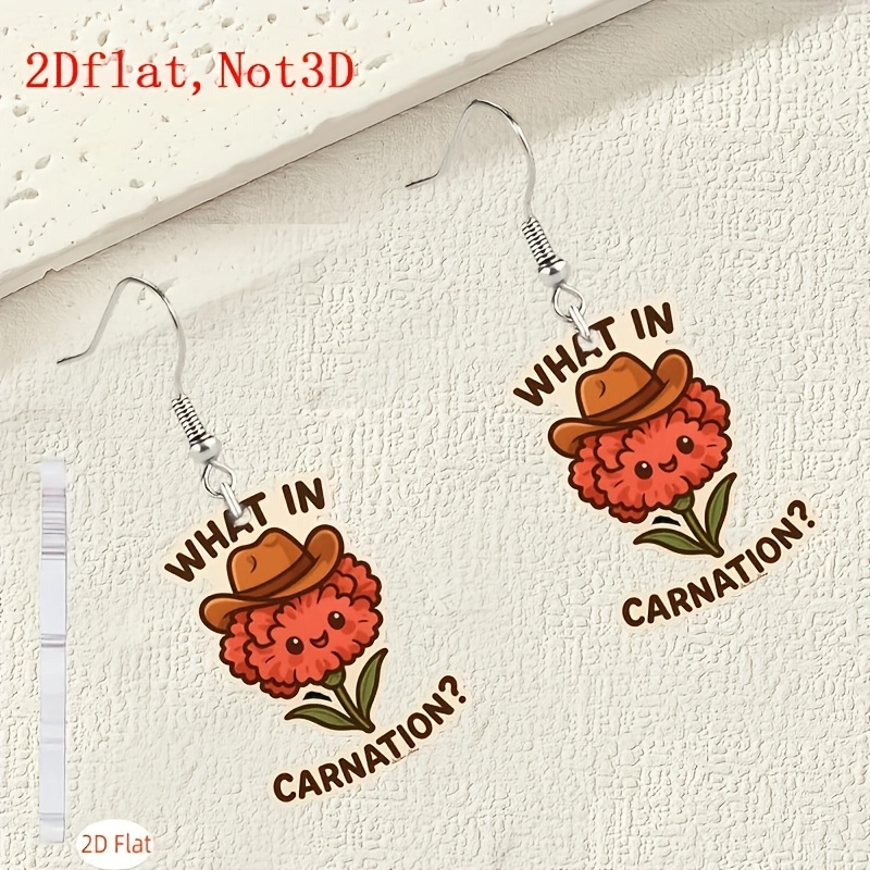 2D Flat Cowboy Hat Pendant Earrings for Western Style