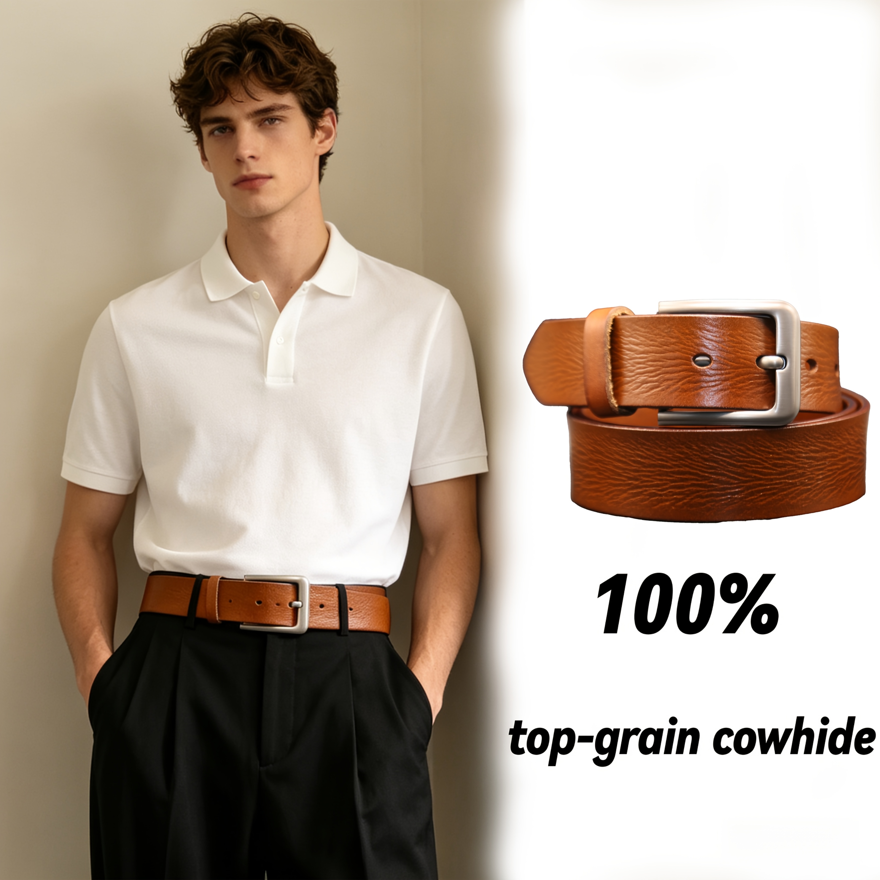 Men's Full-Grain Leather Golf Belt
