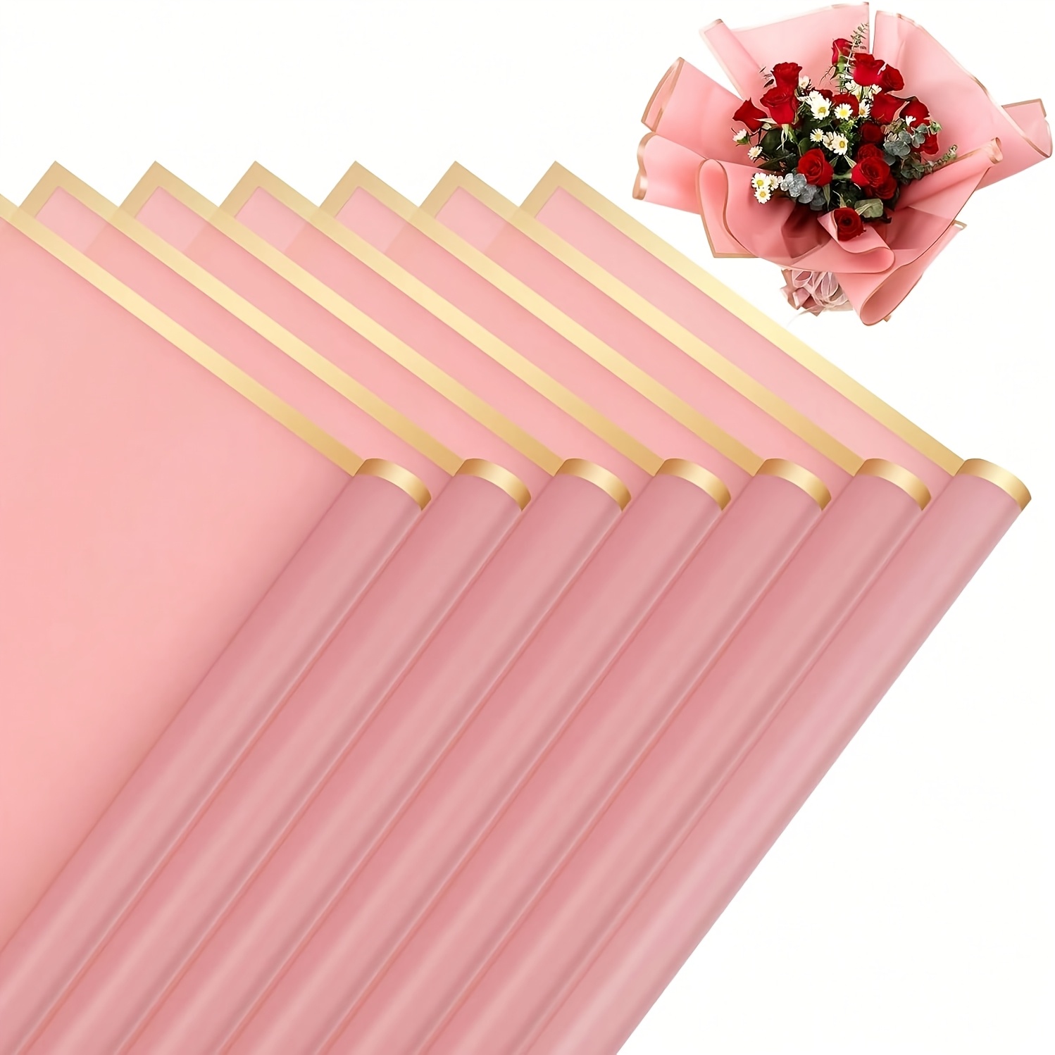 E-shop 8 Blatt wasserdichtes Geschenkpapier mit goldenem Rand, Blumenstrauß-Geschenkpapier für Geschenkverpackung, Hochzeits- und
