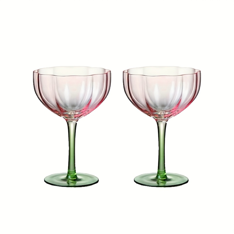 E-shop 2 Stück Rosa und Grün Highball-Gläser, Romantisches Blütenblatt-Design – für Whisky, Cocktails, Bars, Clubs, Restaurants und Zuhause. Ideal für