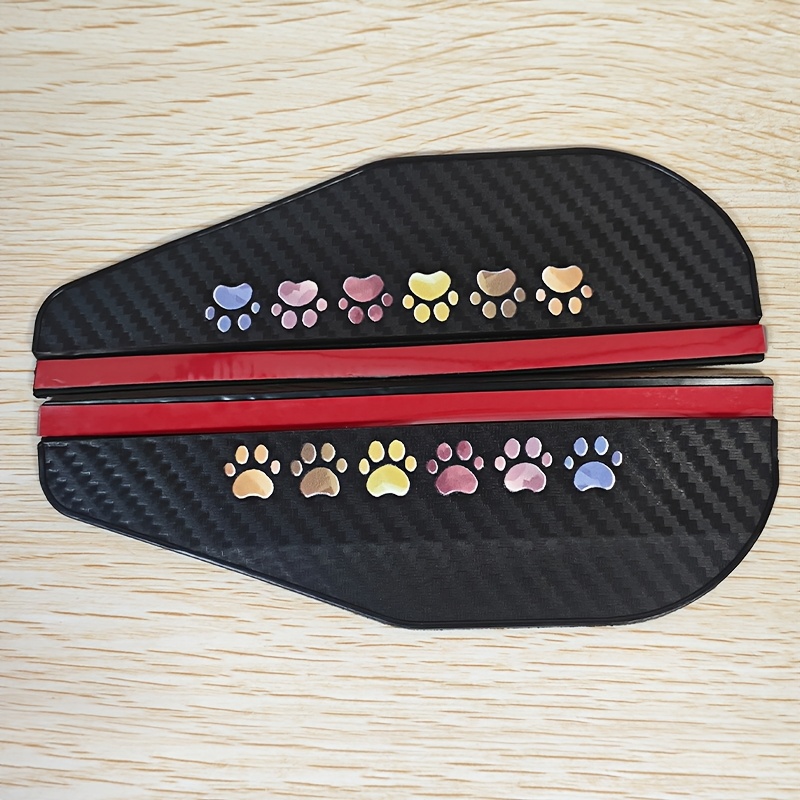 TEMU 2-pack Multicolor Gradient Paw Print Design Car Rearview Mirror Rain Visor Cover, Durable Pvc Material, , , Dust And Rainproof