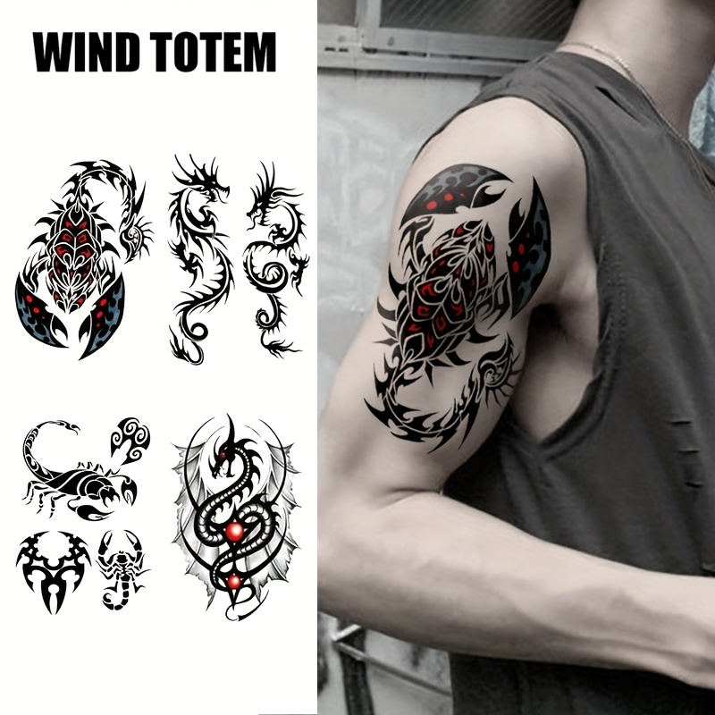 11 Sheets NEZAR Maori Temporary Tattoo Sleeve For Men Adults Tiki Turtle  Manta Waterproof Fake Tattoo Sleeves For Women Black Dragon Totem Tribal  Military Long Full Sleeve Tattoos Temporary Stickers