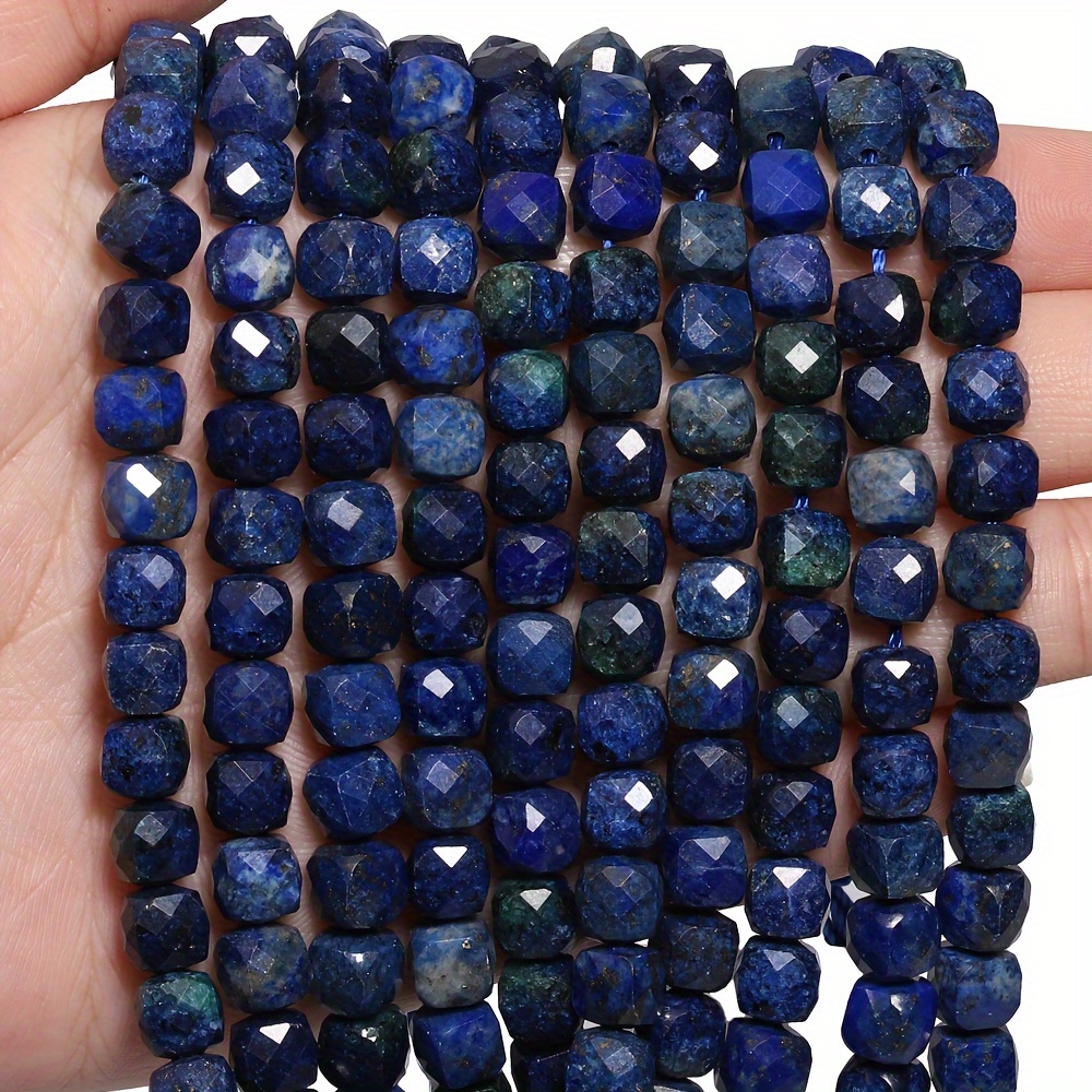 

7X7Mm AAA Pierres Naturelles Lapis Perles Exquises 22/47pcs Perles Facettées En de Cube Pour La Fabrication de Bijoux de Mode Diy Bracelet Unique Collier Accessoires Pour Hommes Et Femmes Cadeaux