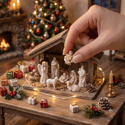 statues 7pcs collectible mini christmas nativity including holy family statues flock of sheep made of durable pvc and resin religious theme christmas decoration suitable for home decor religious display