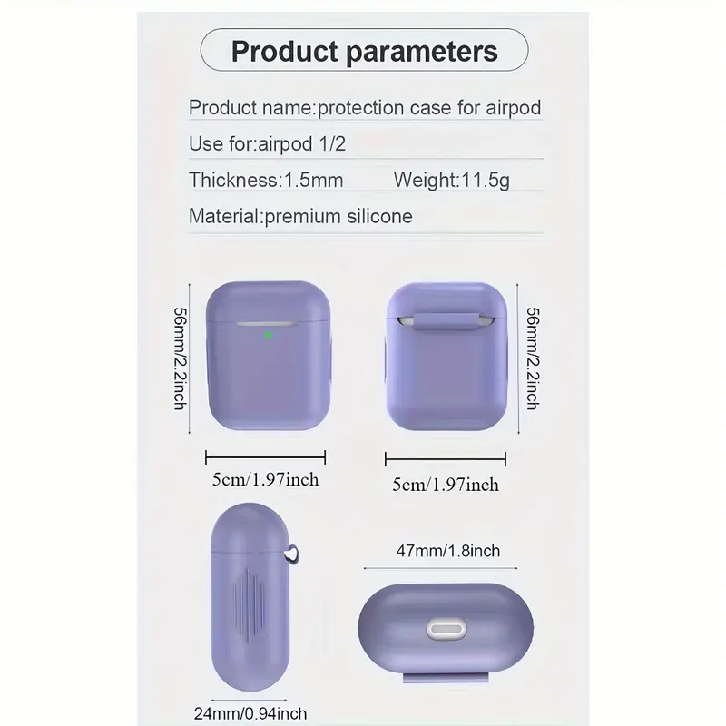 1/2 pièces, étui 1 pièce, adapté pour étui en silicone fil pour écouteurs, compatible avec et 2ème génération détails 0