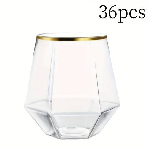 24 36 40 100 pack diamond sturdy shatterproof stemless plastic wine whiskey glasses elegant durable reusable party cups for indoor outdoor use ideal for home office bar wedding 12oz 340 2ml cups with