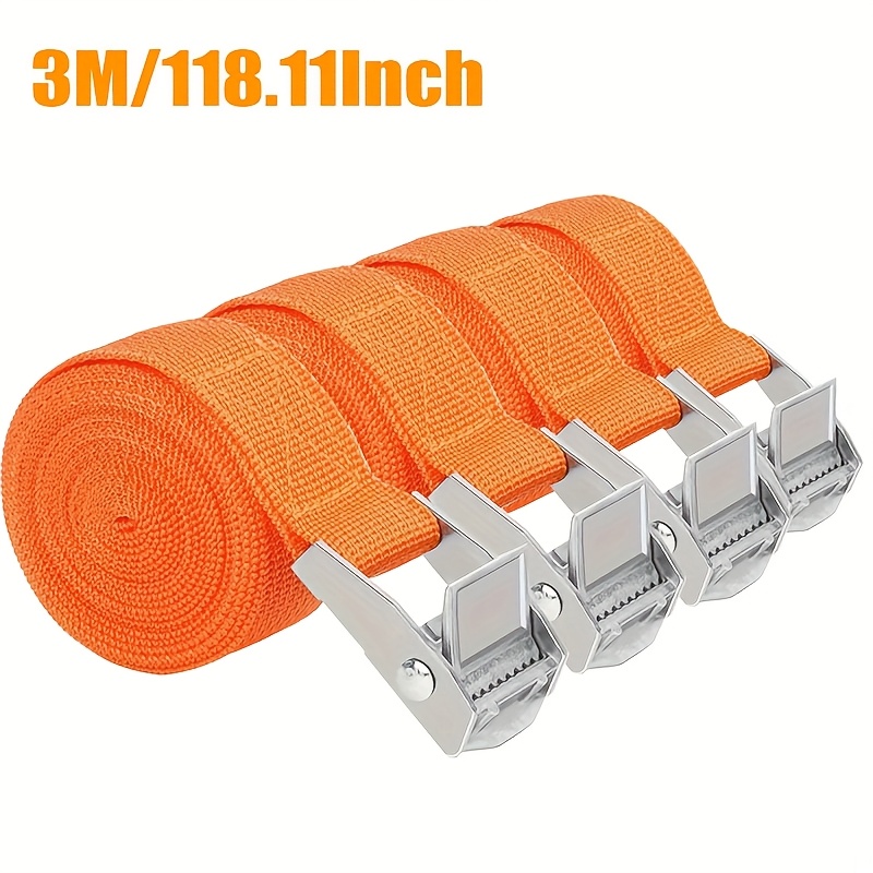 TEMU 4-pack Heavy-duty Ratchet Straps Heavy Duty Cam Tie Downs Adjustable For Trucks Motorcycles Boat Rv - Ratchet Lashing Straps With Storage Bag,