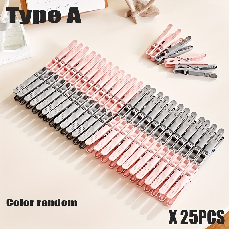 Image of Random Color,25/30/40pcs, Multi-functional Clips, Clothes Pins, Extended And Thickened, No Marks And Won't Fall Off, Waterproof, , Windproof Fastening, Random Colors, Clothes Pins