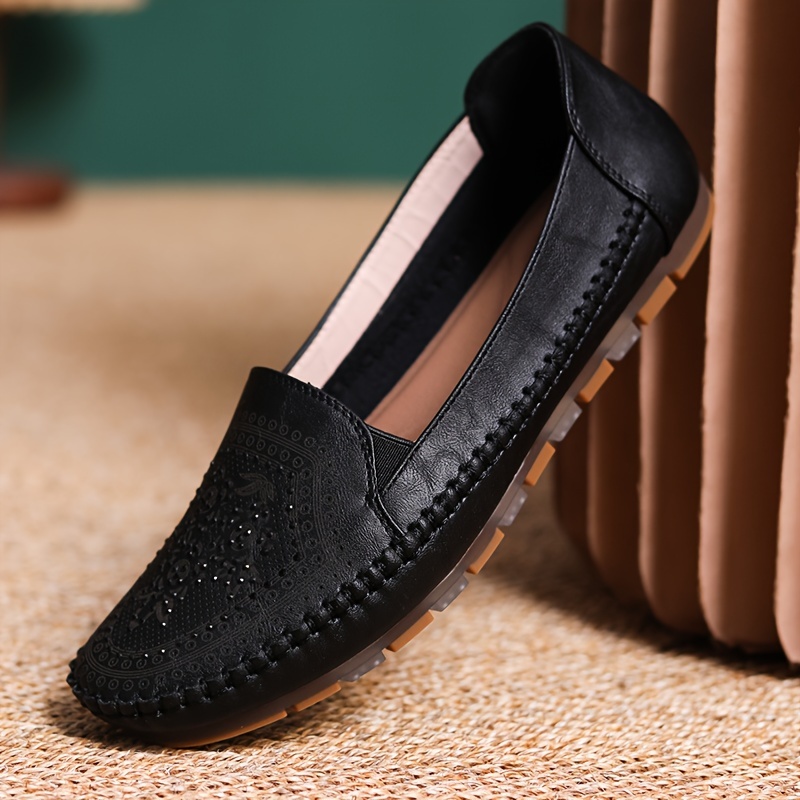 Womens Solid Color Flat Shoes Casual Soft Sole Slip Shoes