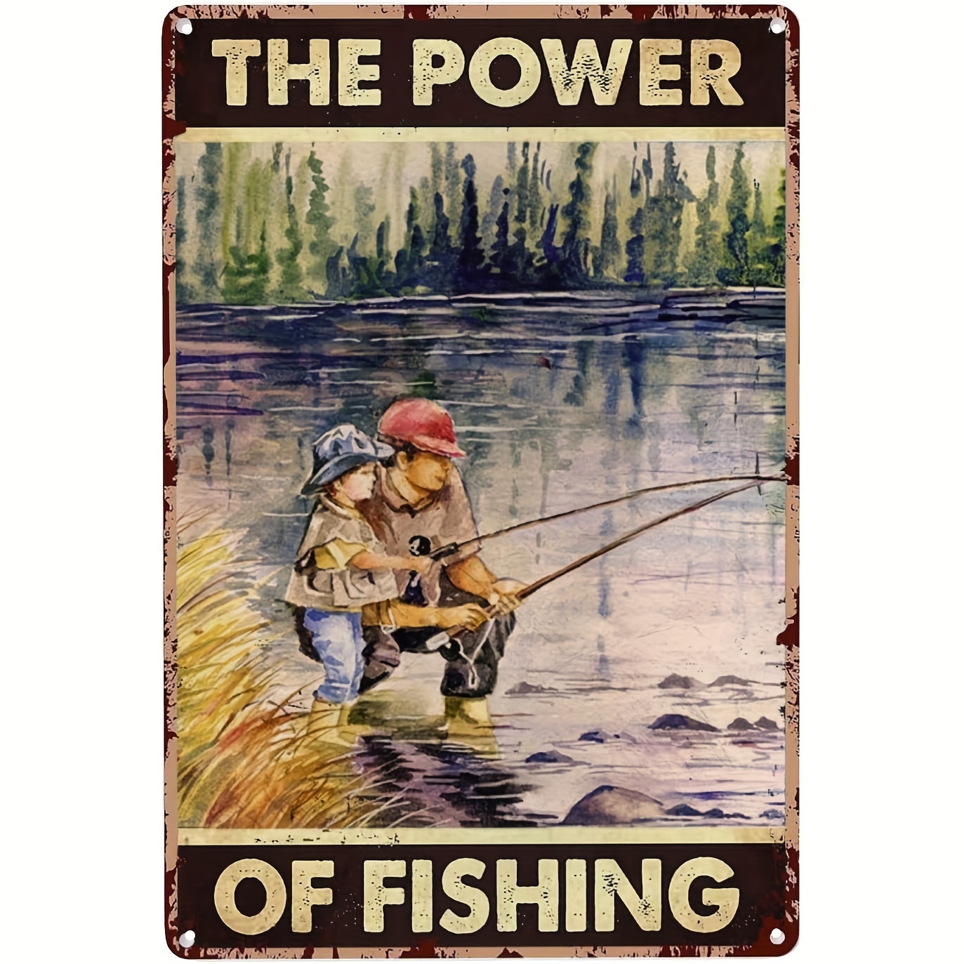 1pc Gone Fishing Tin Signs Retro Poster With Fish On Old - Temu