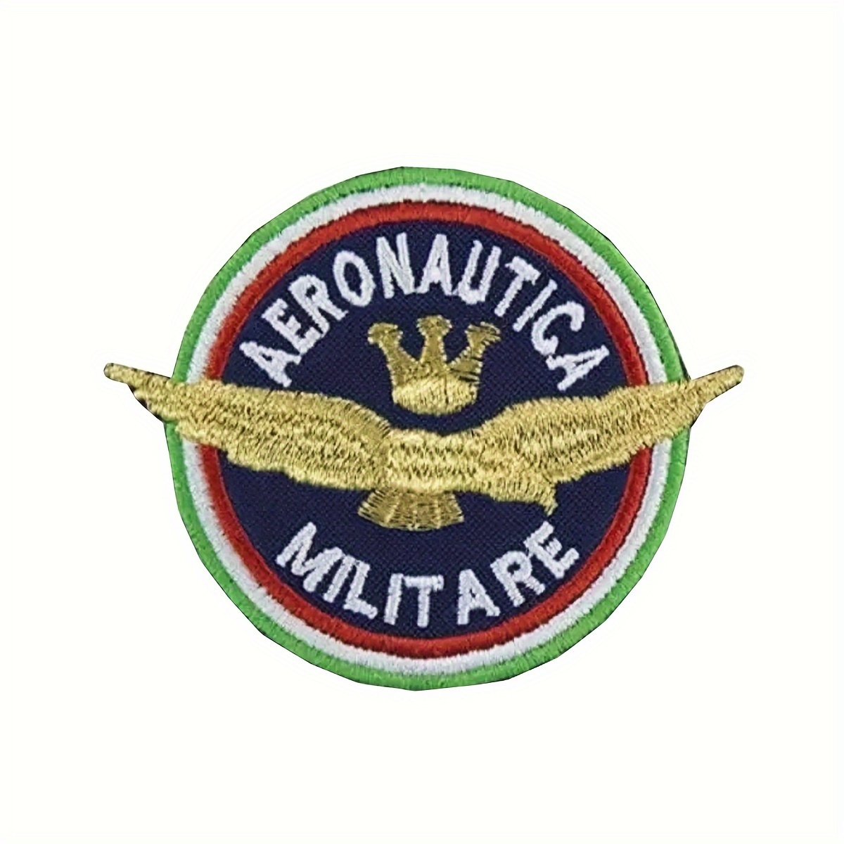 

1pcs Aeronautica Militare Embroidered Patch With Gold Crown And Eagle, Iron-on Applique For Diy Jeans, Jackets, Clothing, Bags, And Hat Decoration