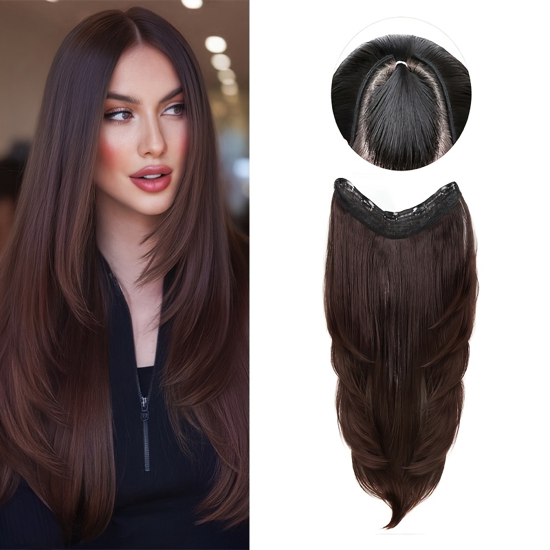 5 hairpins in the hair extension long layered straight wavy v shaped hair extension for womens daily use