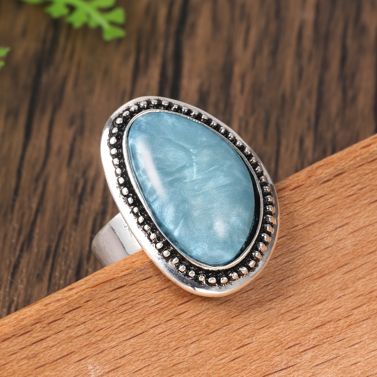 Vintage Boho Oval Resin Ring for Weddings & Parties