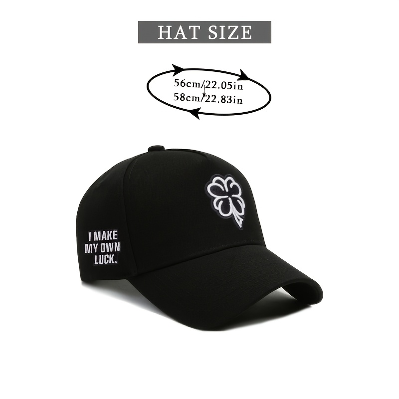 1 embroidered on front i make luck embroidery on side five panel green baseball cap unisex trucker hat breathable and adjustable golf hat for men and women summer fashion curved brim mens y2k couples hat Product details 2