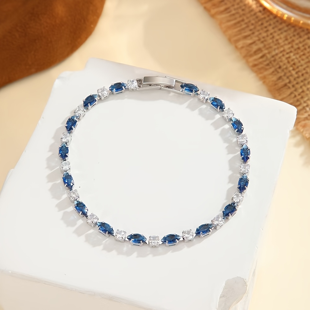 TEMU Bracelet de tennis en synthétique multicolore taille marquise. Accessoire argenté, , luxueux, , délicat, convenant aux femmes et aux hommes pour