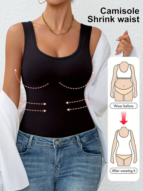 womens tummy control vest sleeveless comfortable base layer top with waist cinching body shaping sports bra