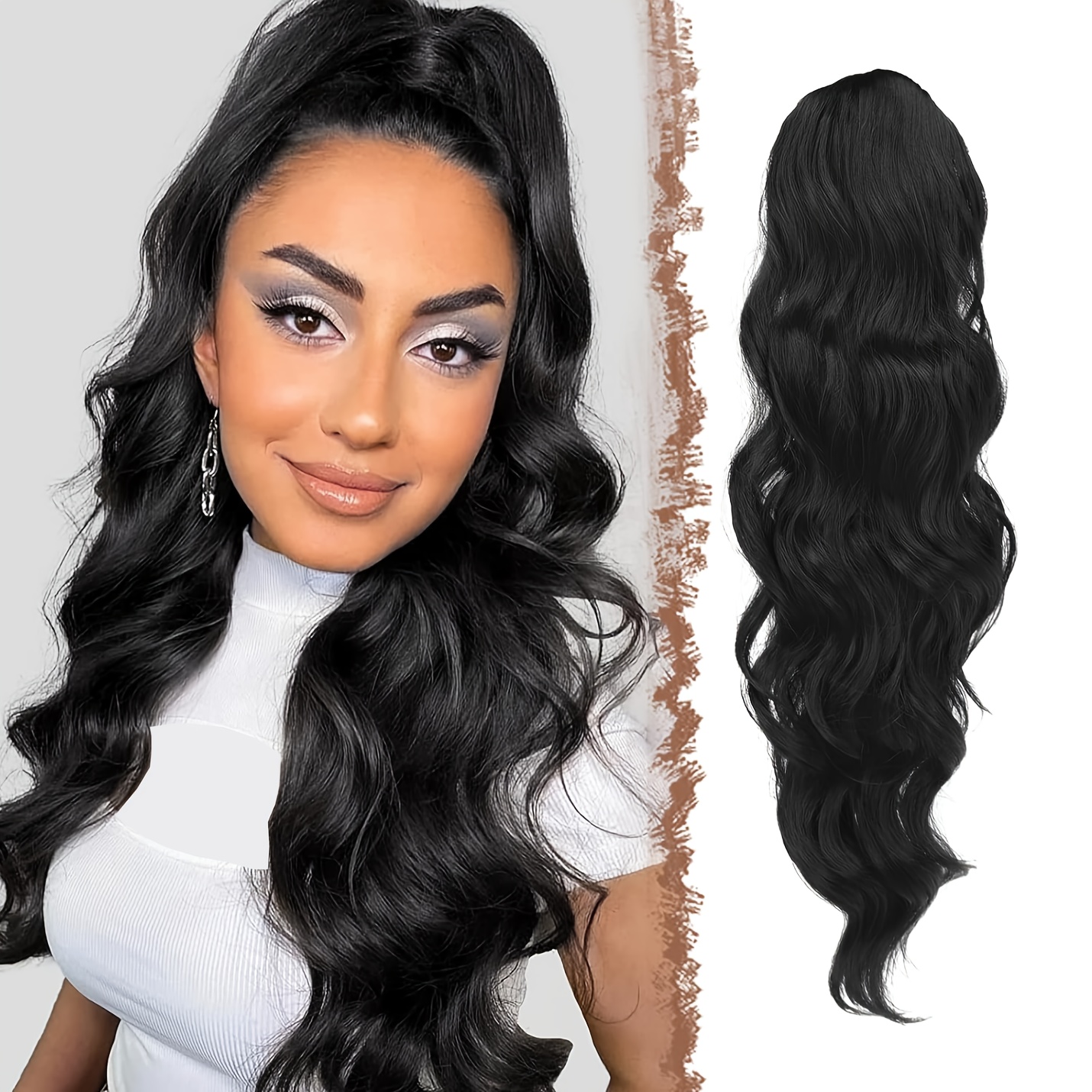 Barsdar Ponytail Hairpiece Hair Extension With Drawstring Ponytail Extension Synthetic Wavy Curly Hairpiece Red Ponytail Extension For Women 60cm
