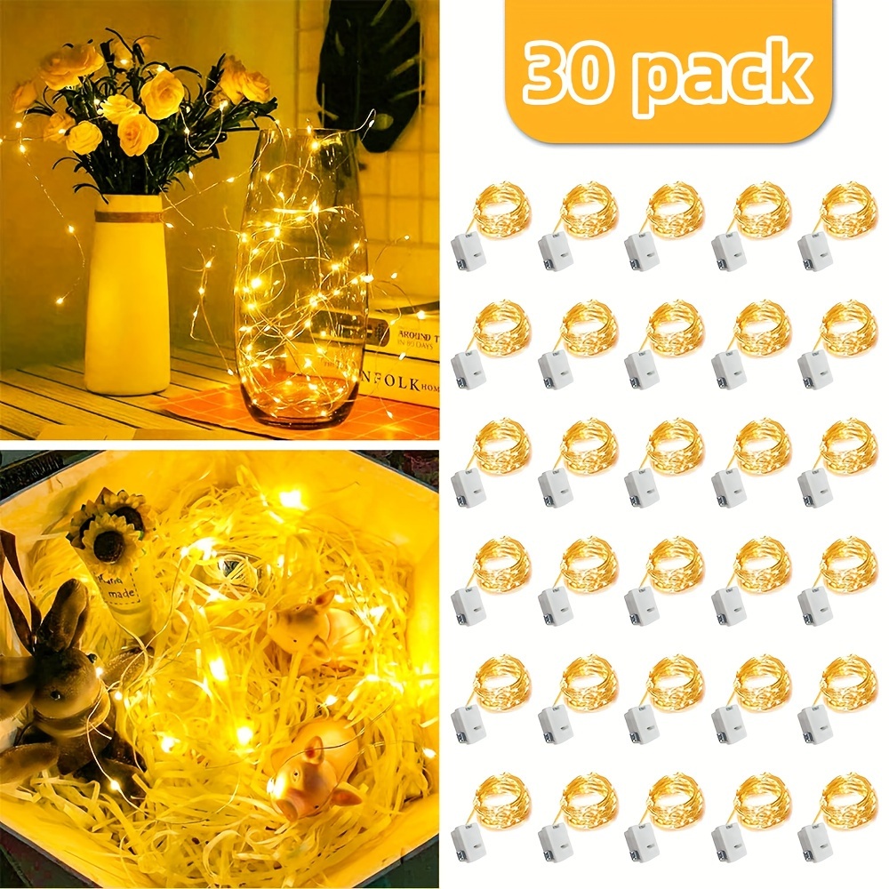 TEMU 100pcs Of Fairy Lights Battery Operated String Lights 6.5ft 20 Led Christmas Lights Silvery Wire Firefly Lights Bedroom Wedding Christmas White