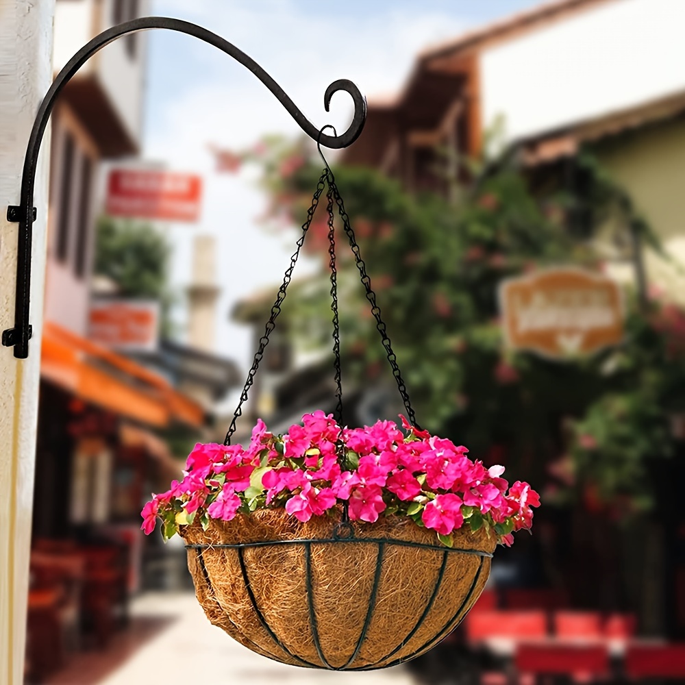 1pc Hanging Basket Holder Flower Hook Hanging Plants Hook Iron Art Garden  Wall Hook Plants Bracket Outdoor Plants Hanger For Plant Flower Pots  Lanterns Bird Feeders Hanging Basket Hook Flower Basket