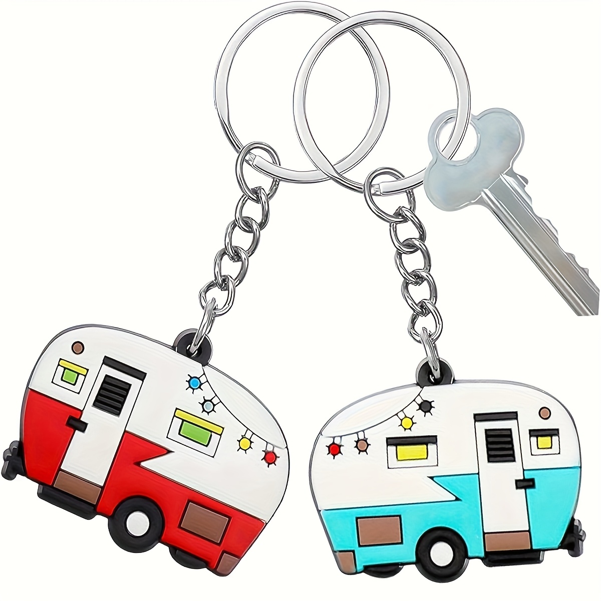 E-shop Zwei Wohnmobil-Schlüsselanhänger, RV Wohnmobil-Schlüsselringe, Reiseanhänger Camping Zubehör, Vintage Wohnmobil-Schlüsselanhänger, Niedliche