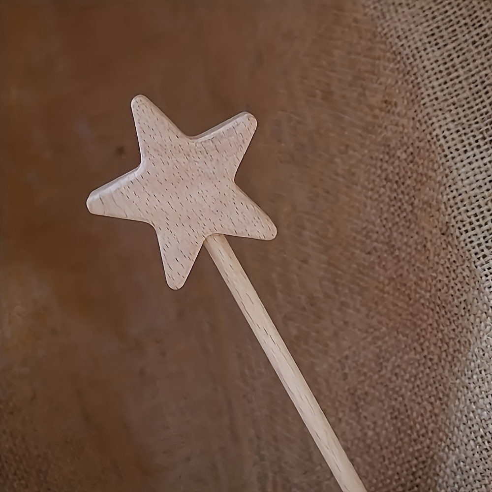 Image of 1pc, Magical Wand, Star Shaped Wooden Stick, Birthday Party Gift, Diy Crafts, Party Supplies, Gift For , Holiday Party Desktop Ornament