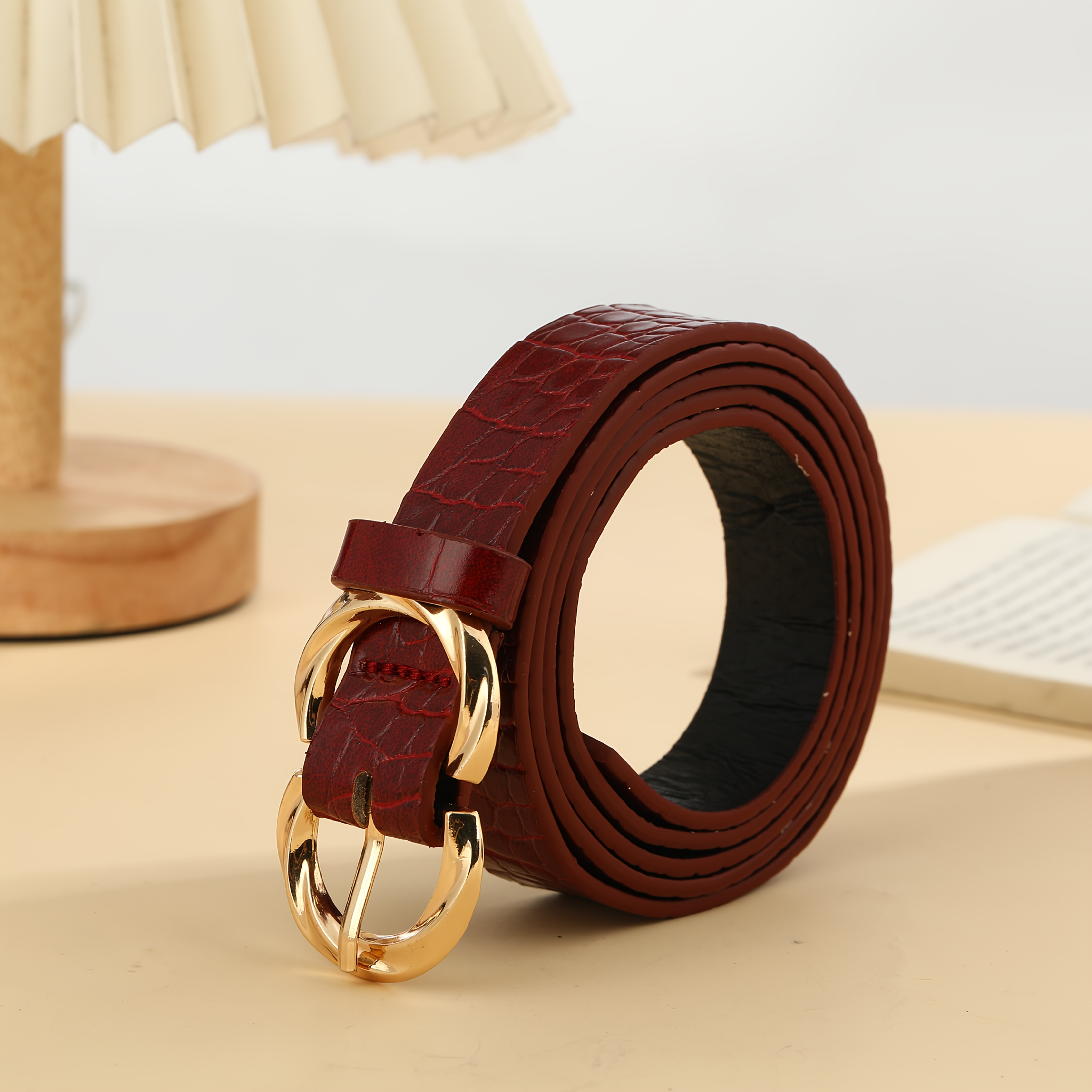TEMU 1/3pcs Simple And Stylish Twist-pattern Pin Women's Belt, Vintage Y2k Style Women's Belt, Classic And //beige Women's Belt, Casual And Versatile