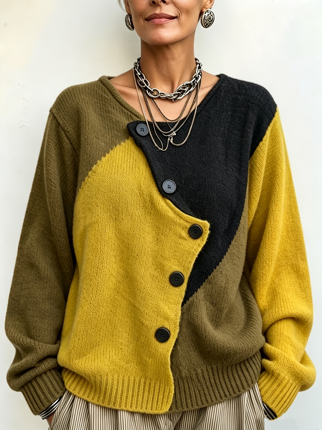 plus size womens elegant casual cute round neck button front open front spring autumn winter soft warm gentle sweater long sleeve outerwear knitwear jacket comfortable soft warm beautiful knitwear