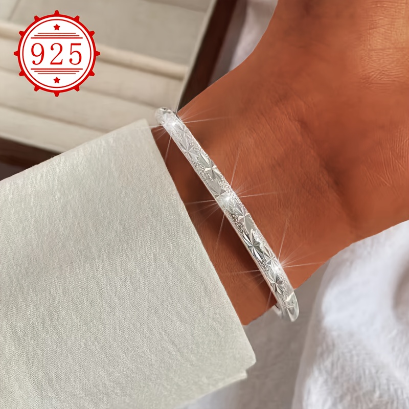 

925 Silver Low Allergy Bracelet, 1 Pack, Women' Bracelet, Light Luxury Bracelet, Gift For Couples, , Daily Wedding Banquet, Beach Vacation, Christmas Valentine's Day, Anti-oxidation Packaging 12g