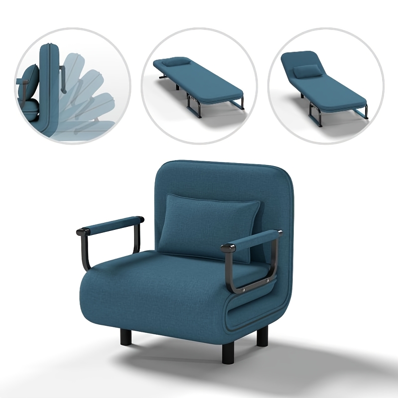 TEMU New Upgraded Version Folding Chair Bed With Matching Square Footstool Convertible Sleeper Sofa Space Saver For Small Spaces 60l X 68i X 85h Cm