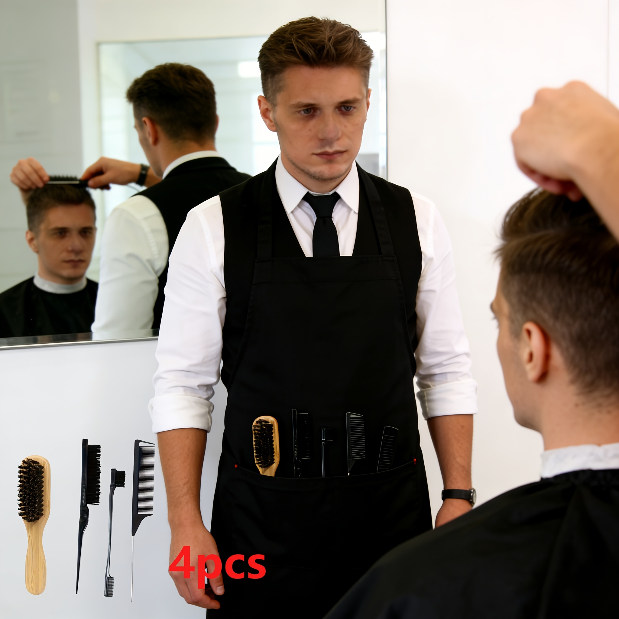 TEMU 4pcs Unisex Hair Combing And Care Set, Smooth And Smooth Hair Combs & Hair Combs, Hairdressing Tools And Accessories, Essential For Salon Travel