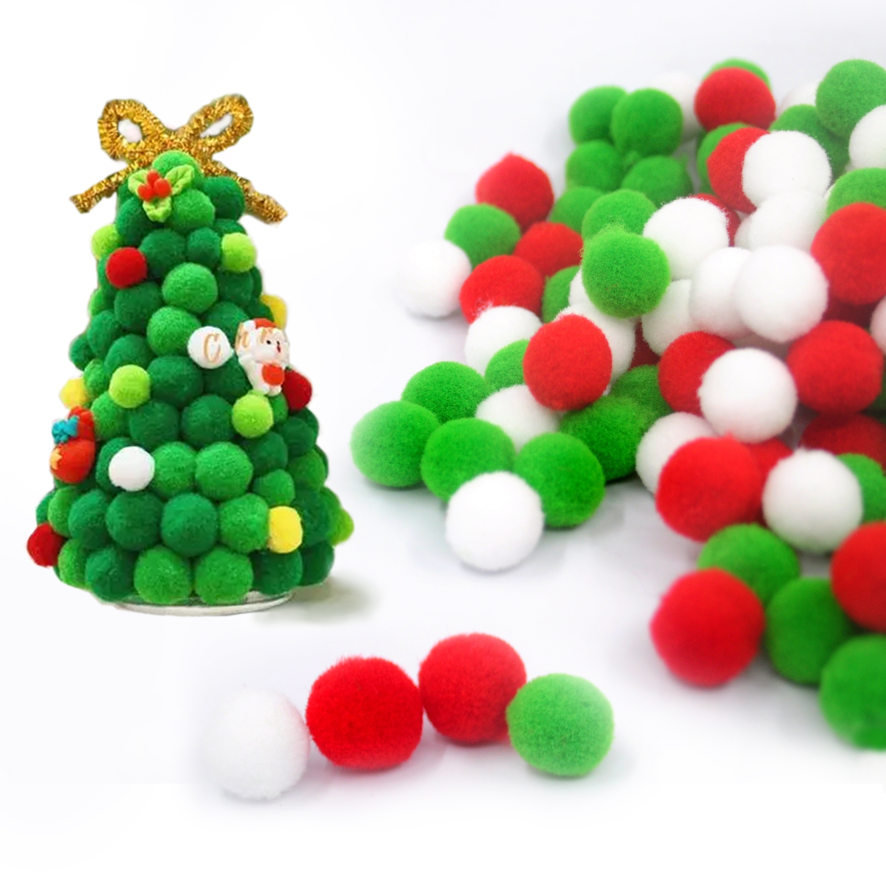 

360pcs Mini Christmas Plush Ornaments, 0.59" Pom Poms For Tree Decoration, Holiday Party & Diy Crafts