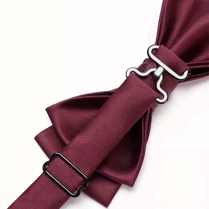 1 Elegant Men's Bow Tie, Burgundy With Knot, Perfect Accessory For Groomsmen, Suitable For Weddings, Parties, Dinners, Formal Occasions