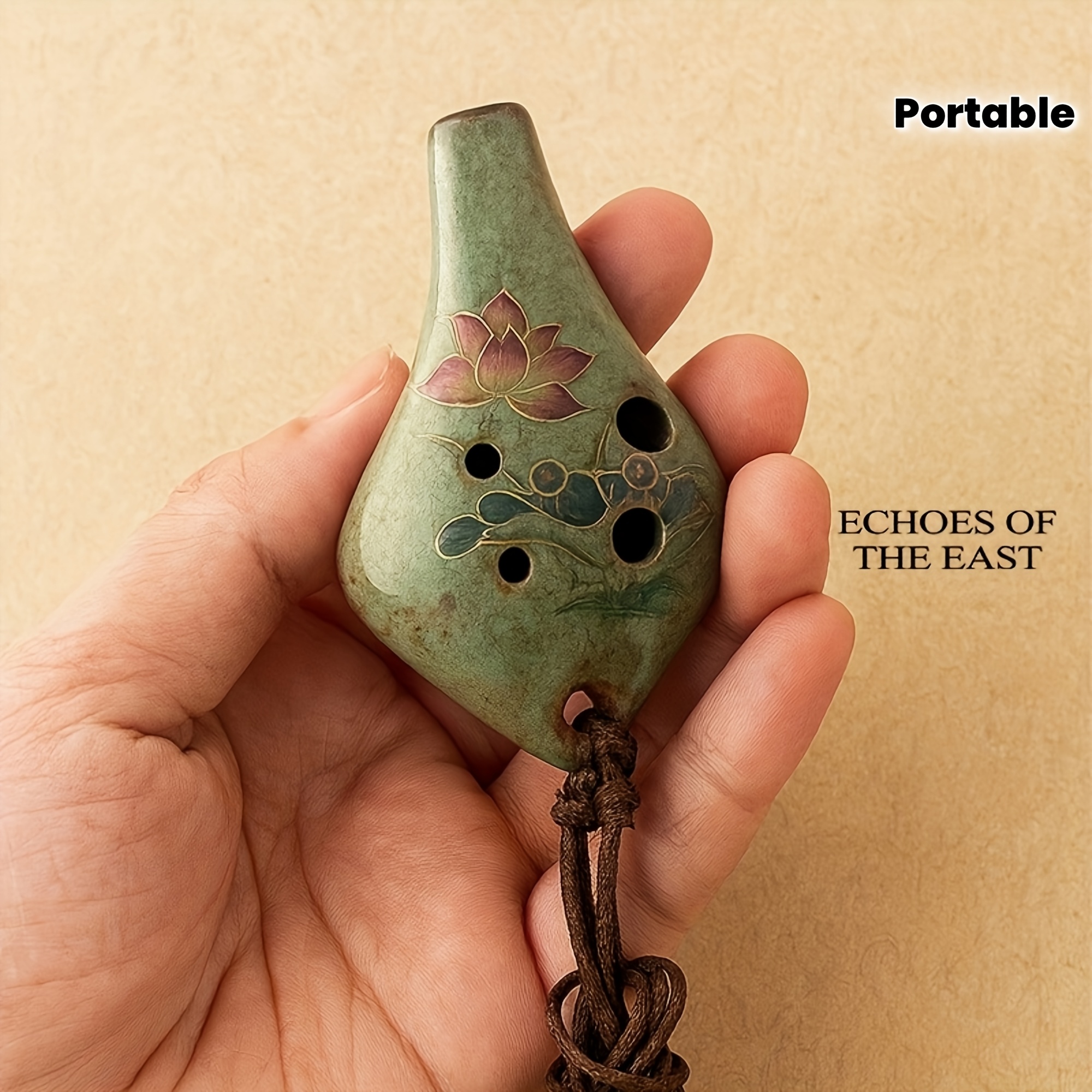 Image of Miniature -hole Flute Portable Pocket Flute For Playing, Mini Ceramic Flute Portable Wind Instrument High Quality Handmade Ceramic Instrument Collectible Unique Gift Easter's Gift