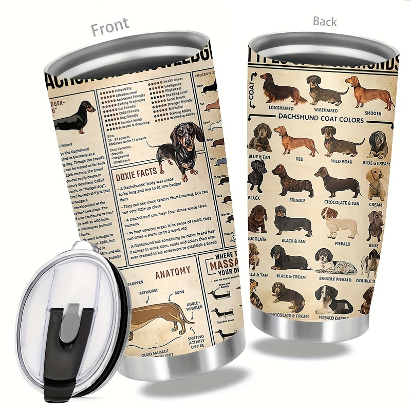 

1pc 20oz Dachshund Dog Themed Insulated Travel Tumbler - 304 Stainless Steel Double-walled Mug With Lid - Ideal Gift For Dog Enthusiasts