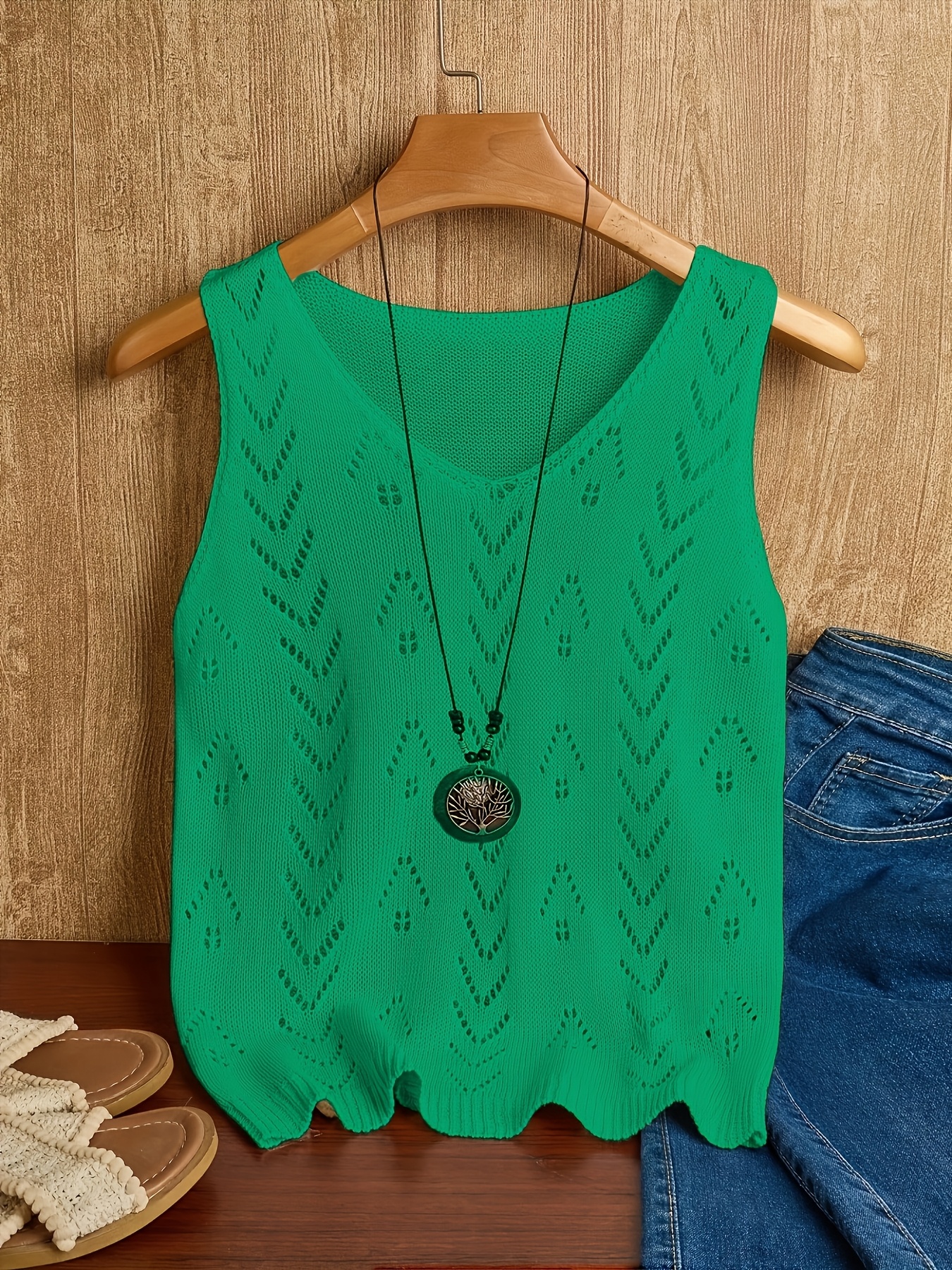     vacation beach essential womens vest spring summer fall solid color hollow out sleeveless top lightweight breathable versatile outerwear base layer