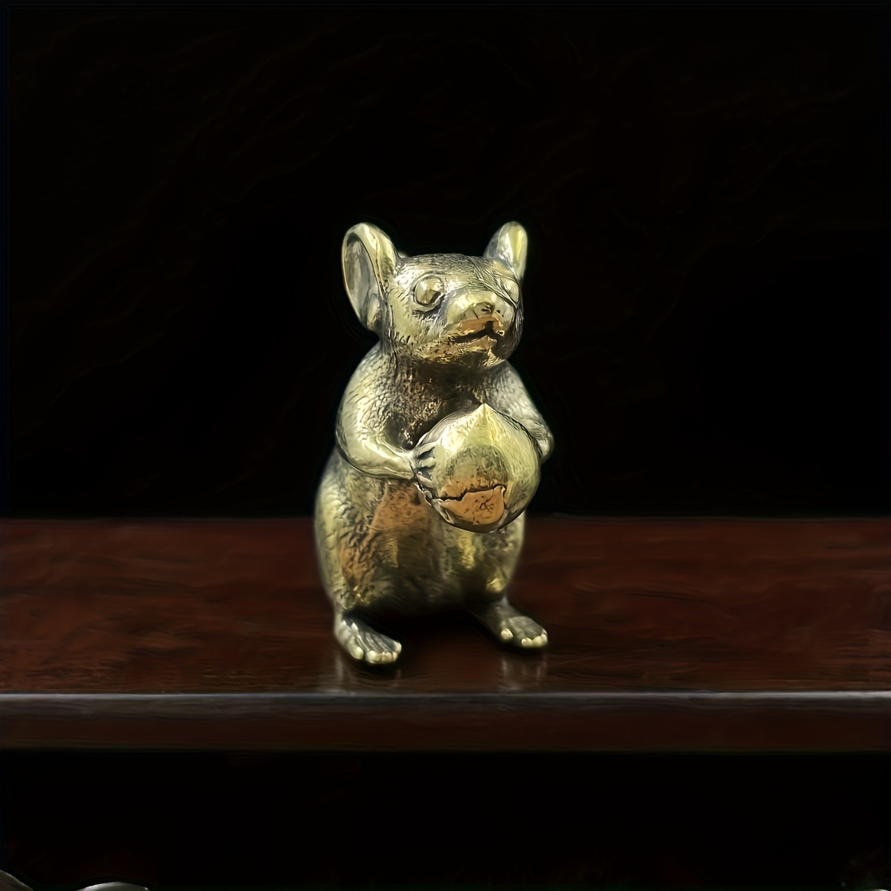Image of Collectible Figurines, A Fun Brass Mouse A Peach, A Solid Bag Charm, A Desk Craft Item, And A Quirky Decorative Piece For Halloween Thanksgiving Christmas Decorations Collectible Figurines